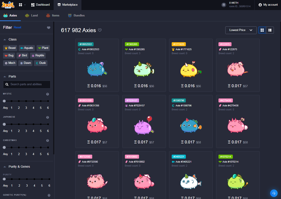 Marketplace axie infinity