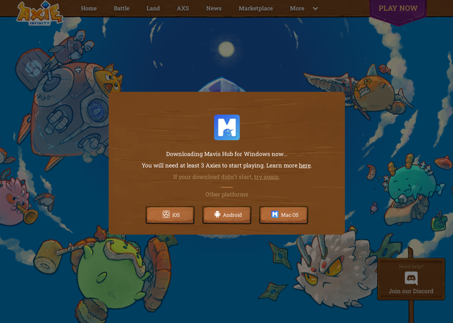 Начало игры в axie infinity