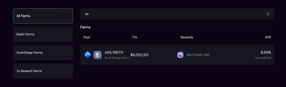 Предоставление ликвидности AXS и SLP