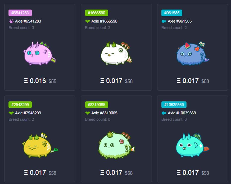 купить персонажей Axie Infinity