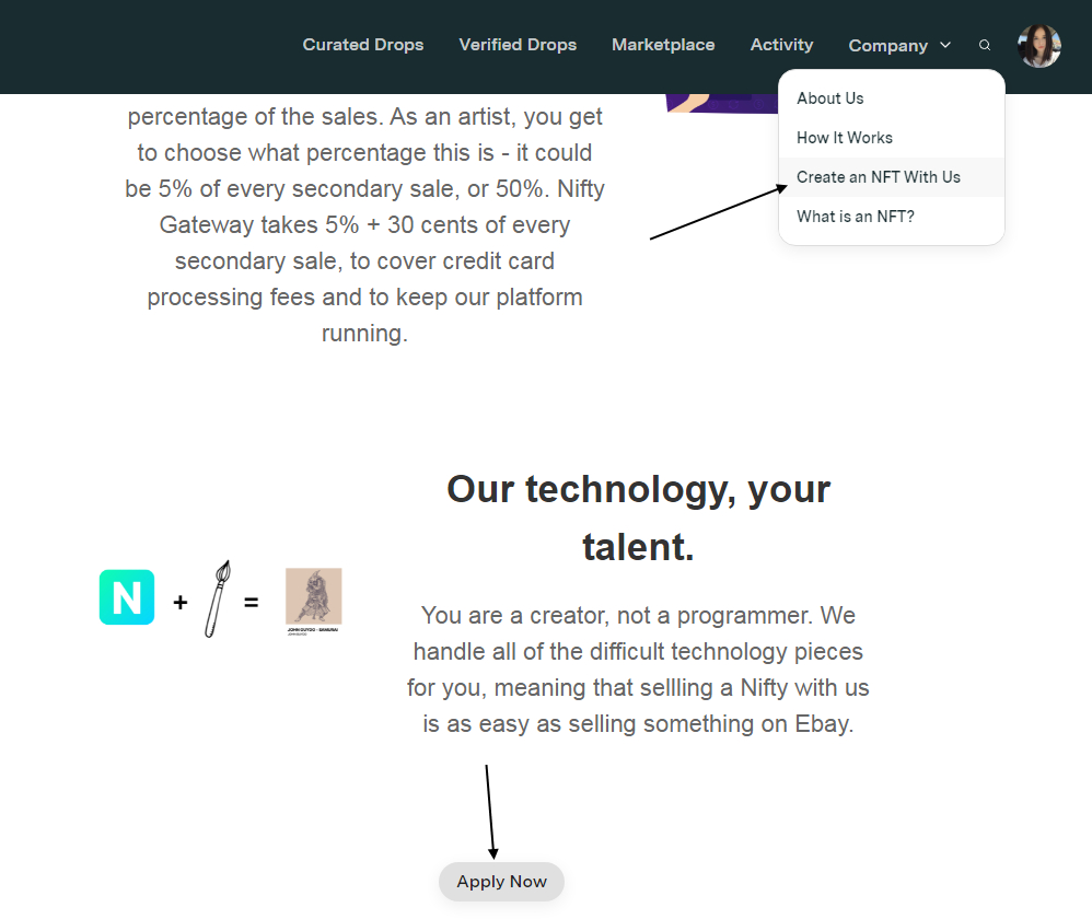 как продать NFT в Nifty gateway