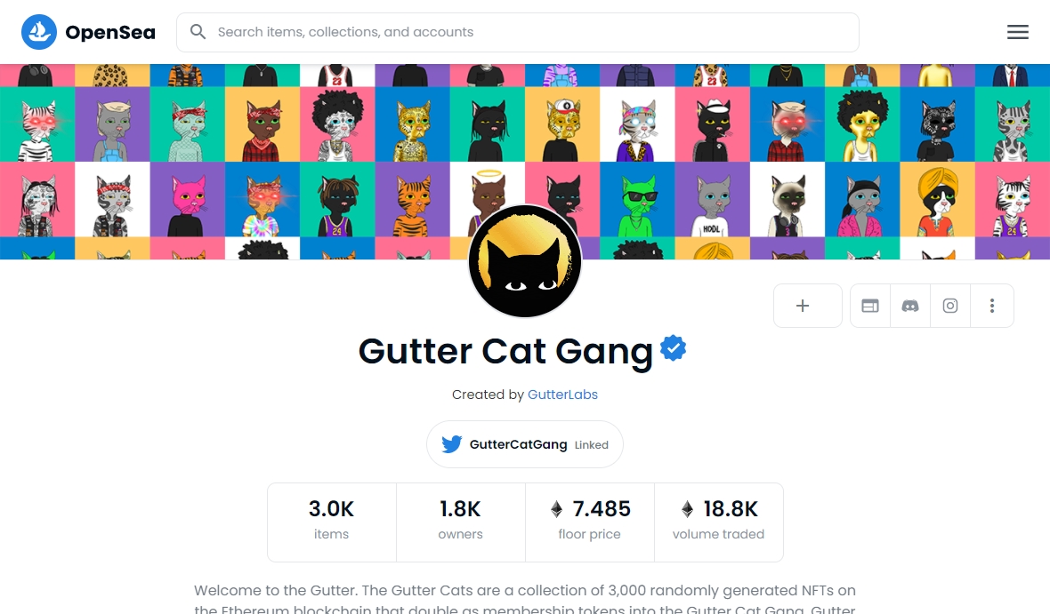 Gutter Cat Gang opensea