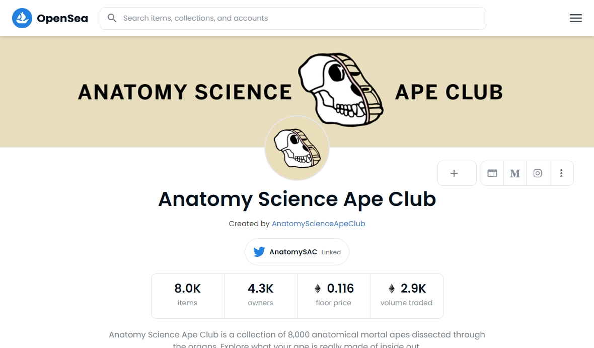Anatomy Science Ape Club opensea