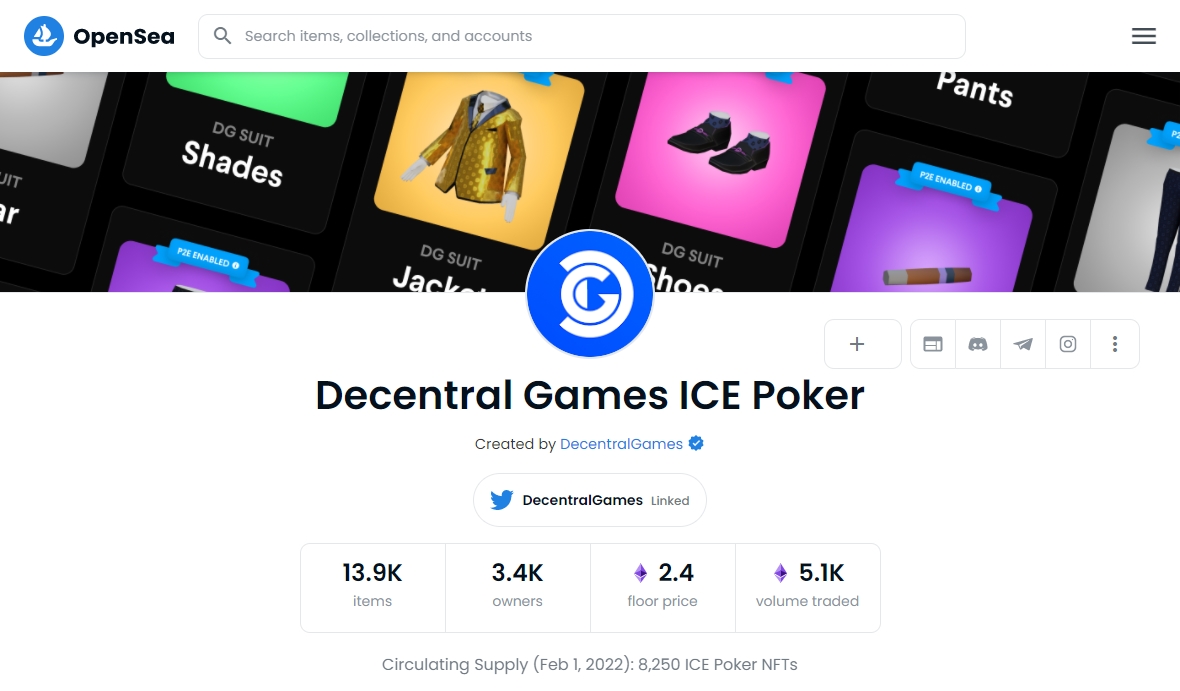 Decentral Games ICE Poker opensea