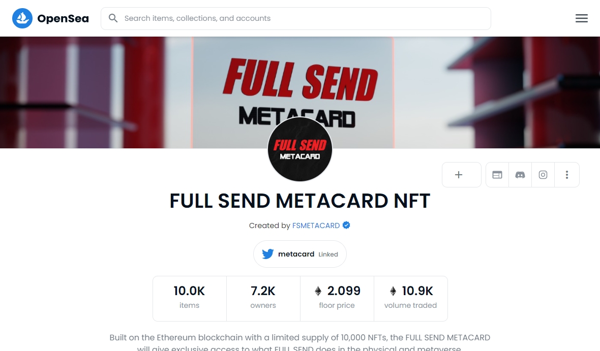 FULL SEND METACARD NFT opensea