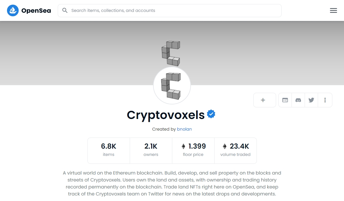 Cryptovoxels nft opensea