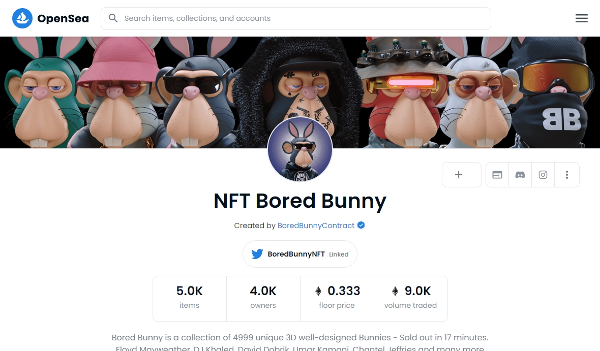 NFT Bored Bunny opensea