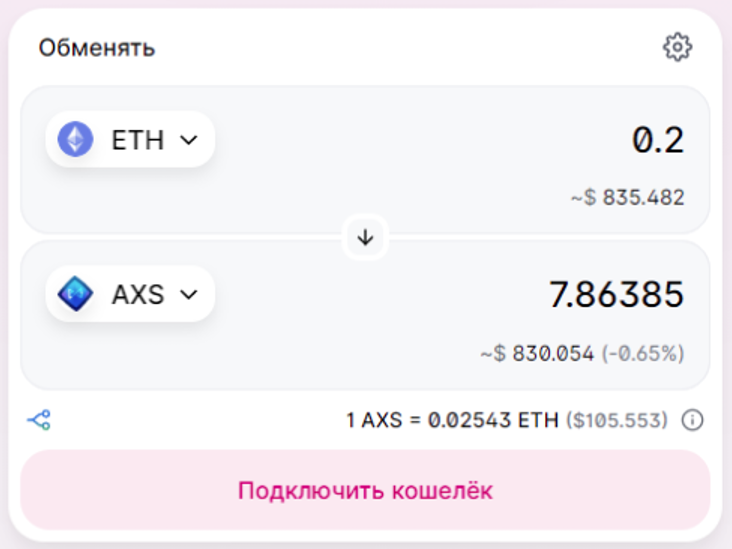 eth ĐŊа axs ОйĐŧĐĩĐŊ ŅĐžĐēĐĩĐŊОв