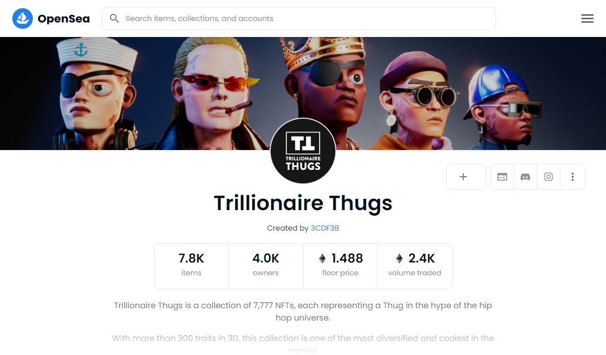 Trillionaire Thugs opensea