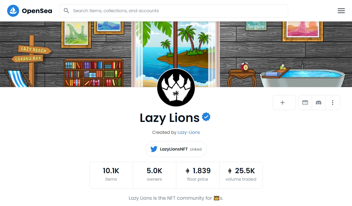 Lazy Lions opensea