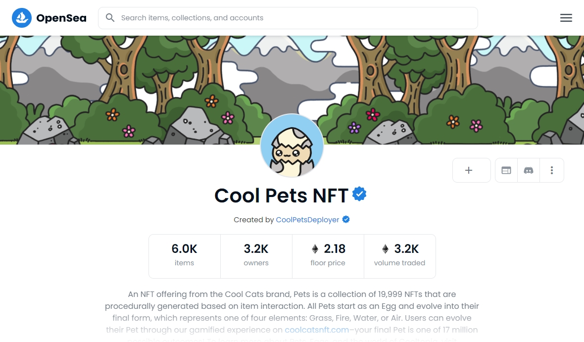 Cool Pets NFT opensea