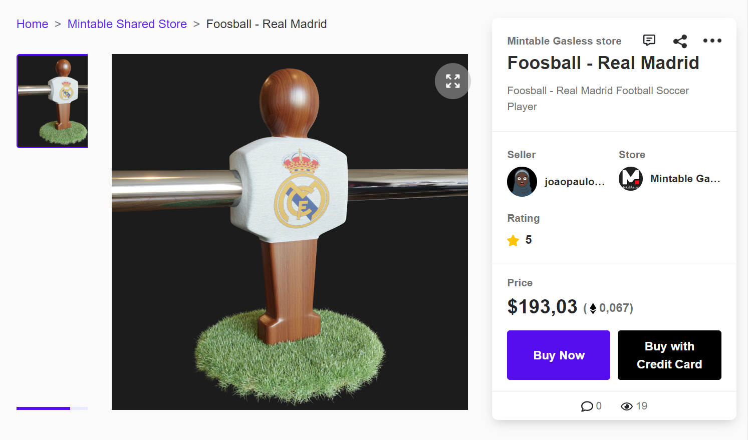 nft ŅĐžĐēĐĩĐŊ Foosball - Real Madrid