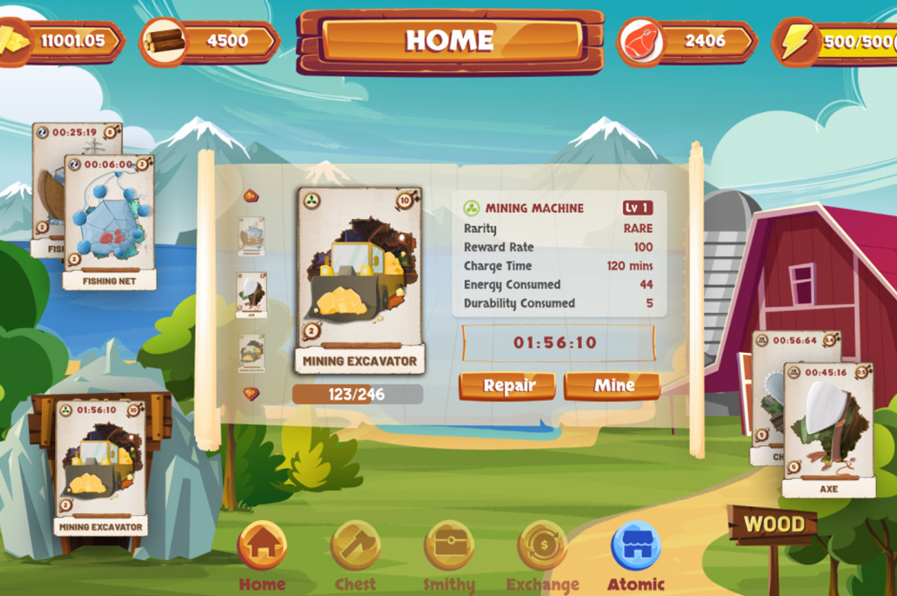 майнинг машина в игре Farmers World